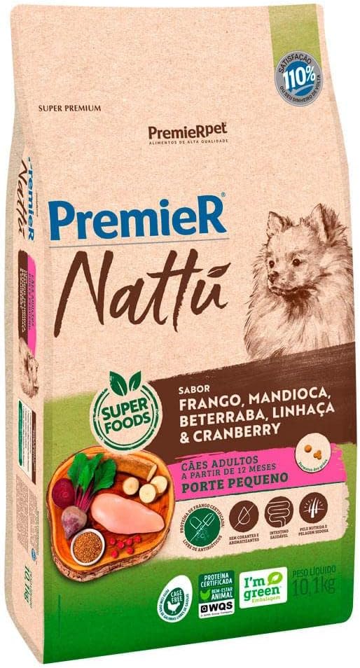 PremieR Pet Nattú Ração Seca para Cães Adultos Porte Pequeno Sabor Mandioca 2,5kg