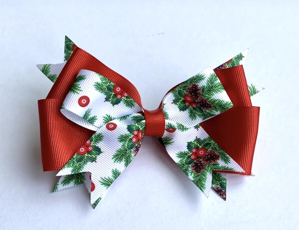 Tasarım Tokam El Yapımı Yılbaşı Desenli Kırmızı Yeni Yıl Noel Yılbaşı Saç Tokası 15 cm x 10 cm
