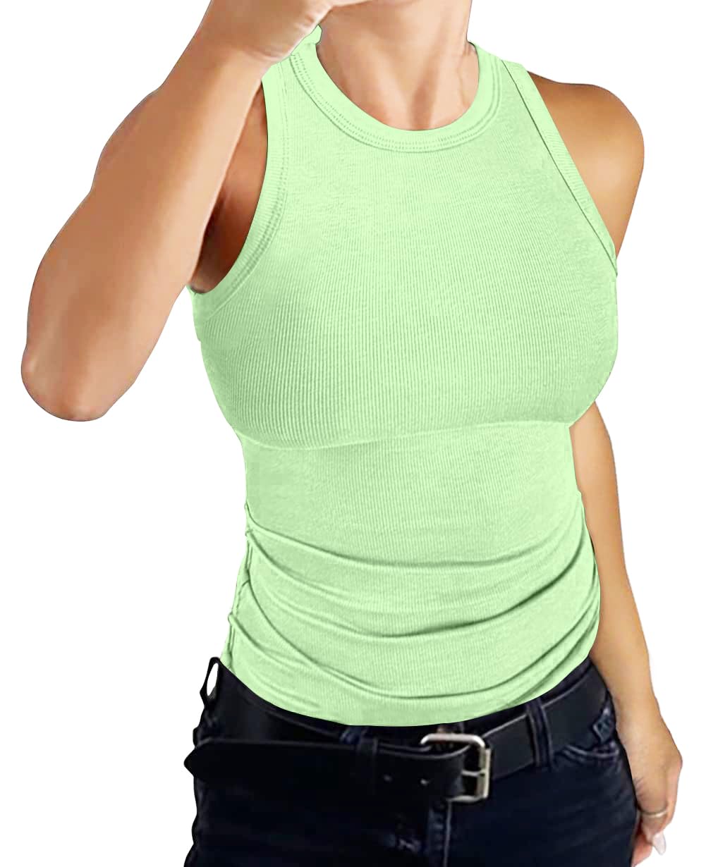 DUOEASE Top Damen Sommer 2025 Basic High Neck Tanktop Gerippt Slim Fit Einfarbig Top