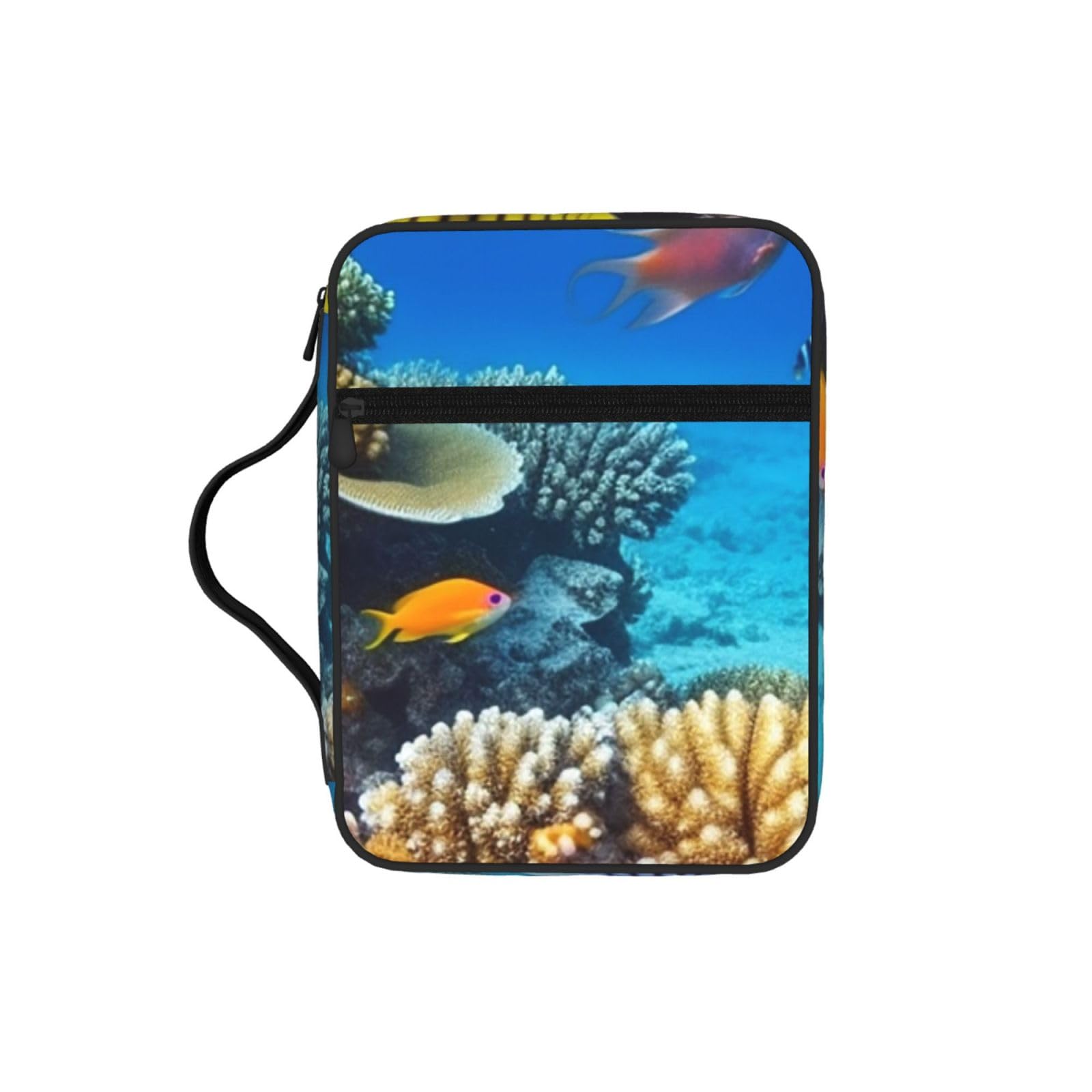 Coral And Sea Fish Bible Cover Case Waterproof Bible Bag With Handle Organizer Storage Book Cover For Bible Study