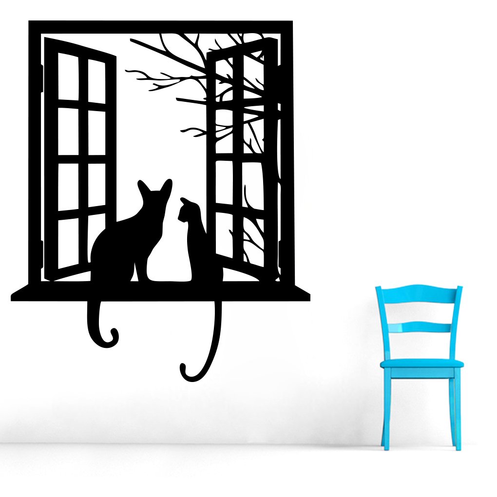Decor Kafe Cat Looking from Window (Vinyl, 55.87 cm x 66.03 cm x 2.54 cm, Black) (B00WO7PRGY) Amazon Price History, Amazon Price Tracker
