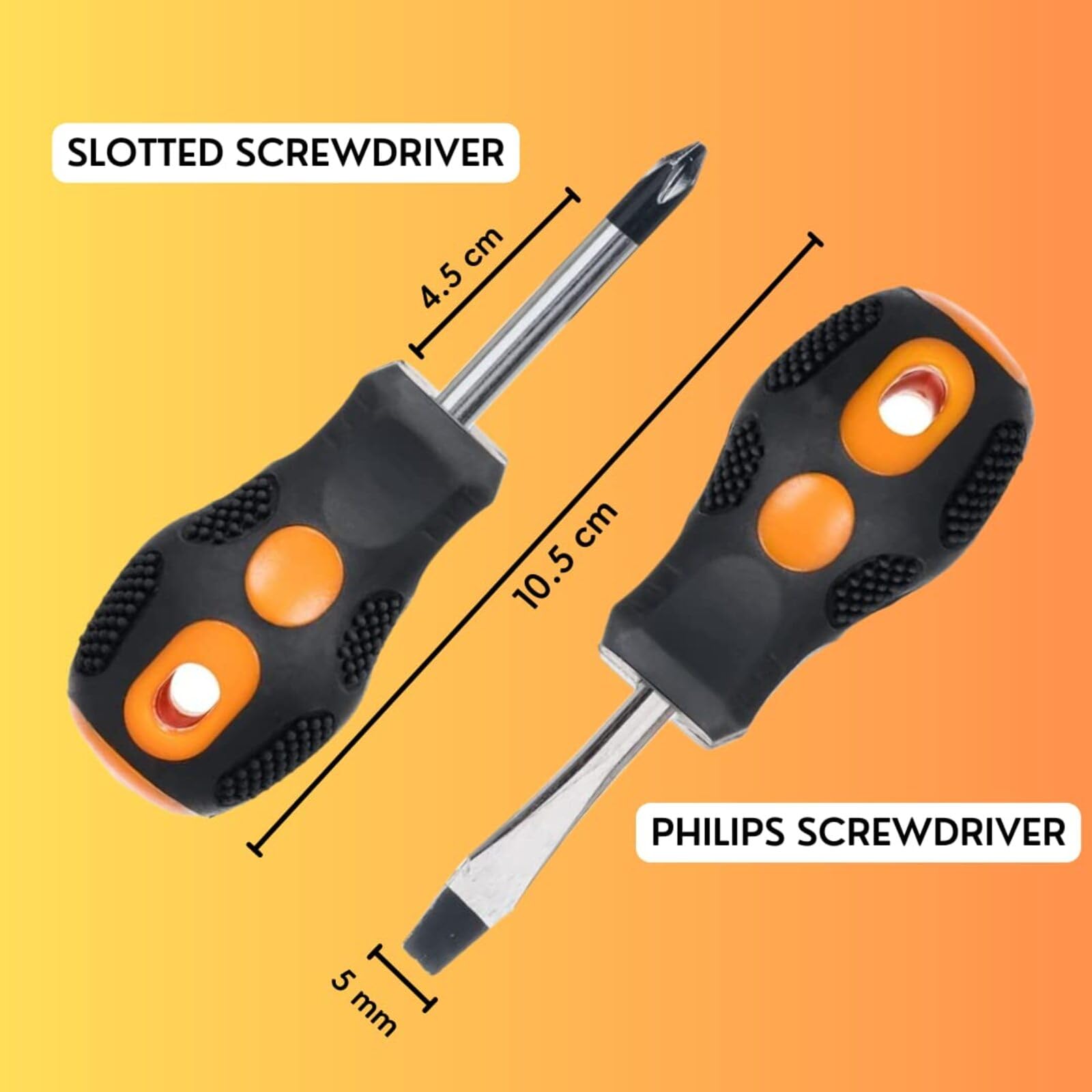 Set of 2 Handy Short Compact Screwdriver Set - Ideal for General Use and Confined Spaces.Short Screwdriver - Image 3