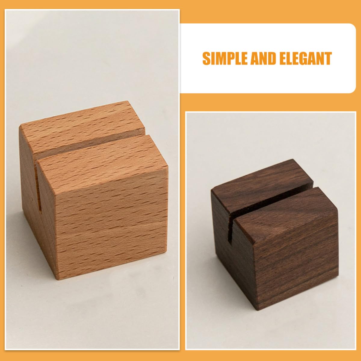 Lot de 10 Porte-cartes en Bois Naturel Fond Plat, Accessoire de Bureau Décoratif et Stable, pour Expositions et Espaces Commerciaux
