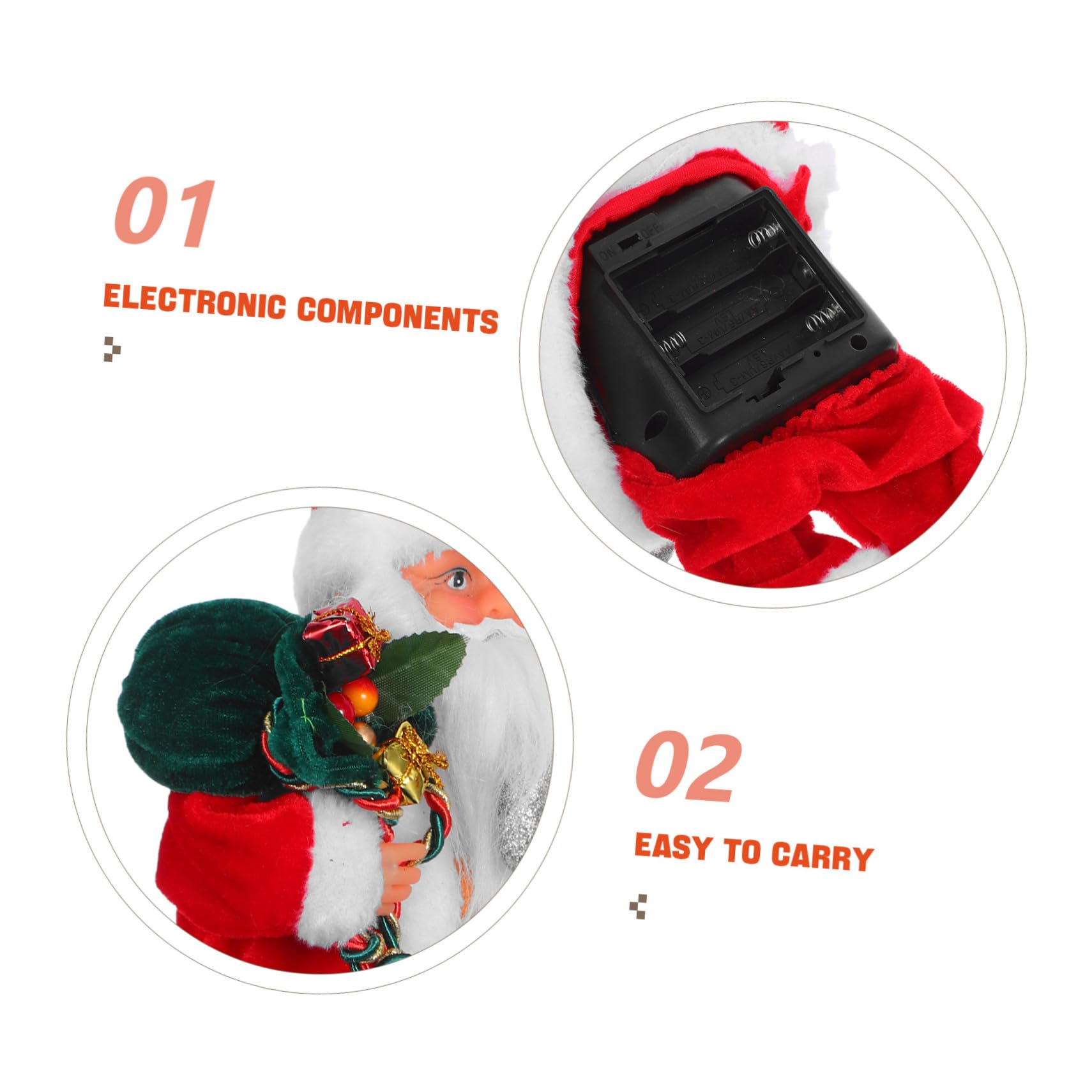 YARNOW Juguete de Papá Noel Eléctrico con Música y Brazos Móviles para Decoración Navideña para Fiestas de Navidad y Ambientación Festiva