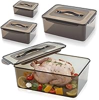 SMUVSMU 3-Pack Leakproof Marinating Containers (12.5Qt, 8.3Qt, 5.6Qt) - Dishwasher Safe Brining Buckets for BBQ Meat Marinade