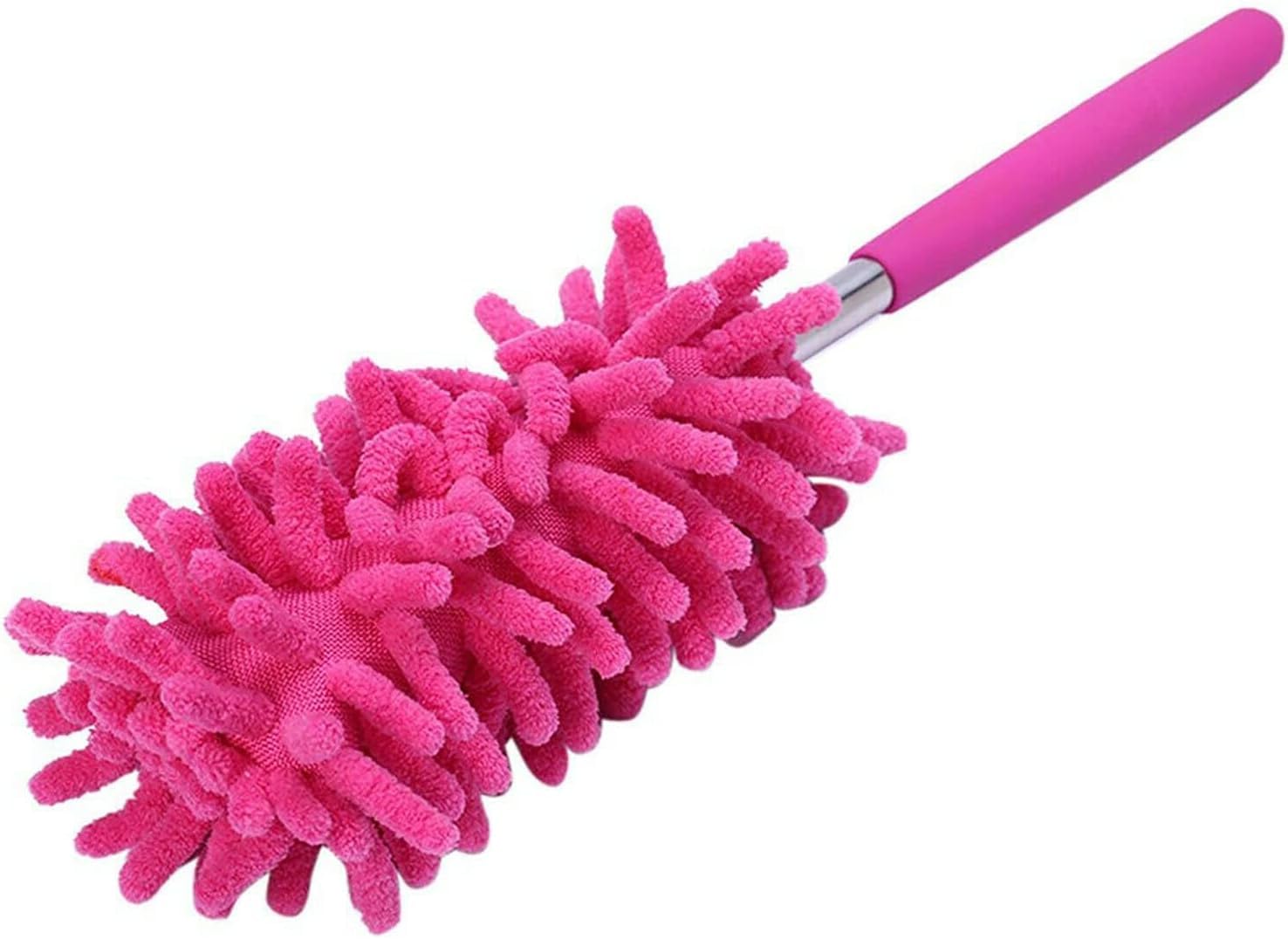 Dezyn Pink - Feather Duster - Cobweb Feather Duster Extendable With Removable And Washable Microfibre Head - Long Handled Fluffy Microfibre Duster For Cleaning High Ceilings (Pink)