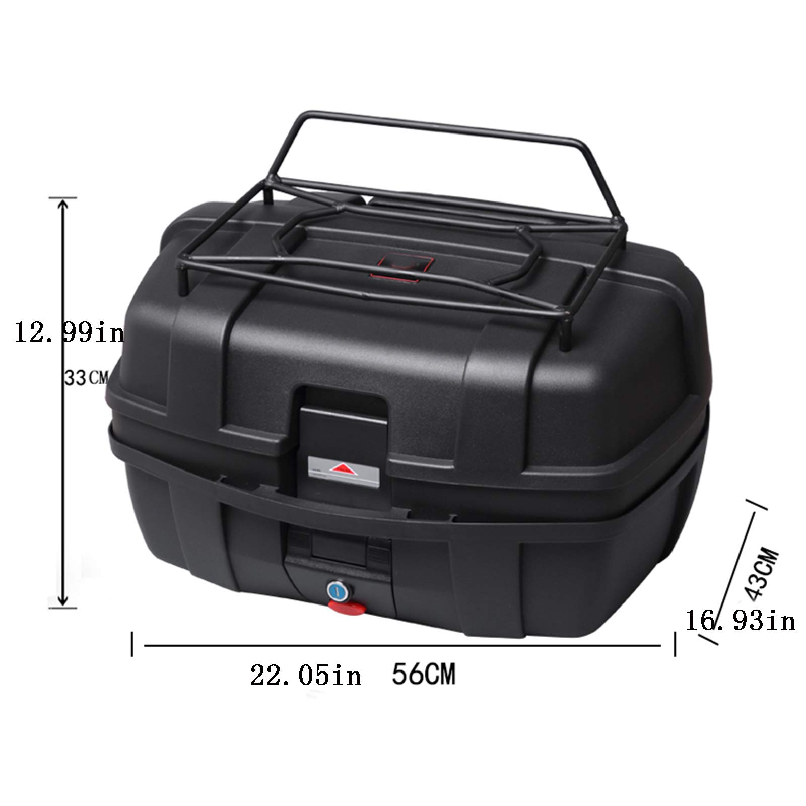 Coffre De Moto Top Case Scooter Quad Caisse De Queue Coffre Moto (Universel, 47 litres, pour Deux Casques, Max. 5 Kg,Matériel De Montage),Noir