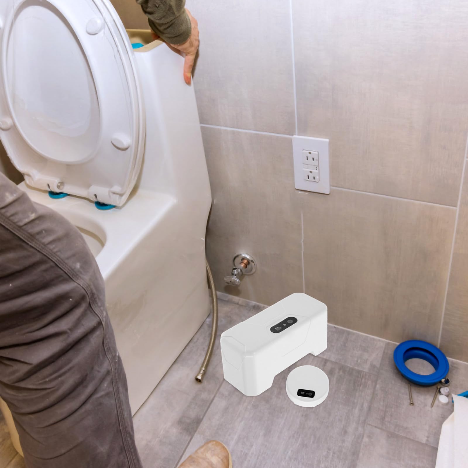 OUNONA Descarga de Inodoro activada por Movimiento con Cisterna automática, Sistema de Ahorro de Agua para Uso en baños públicos y hogares