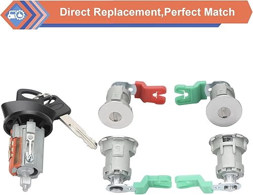 Miniatura 6 de Cilindro de bloqueo de puerta de cilindro de encendido compatible con Ford Vehicle E150 1997-2018, furgoneta E250, furgoneta E350, camioneta