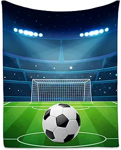 Mercuryelf Soccer Blanket - Soft, Fuzzy & Warm - 60x80 Inches Flannel Throw Blankets for Bed, Couch - Colorful Sports Throws Gift for Men, Women