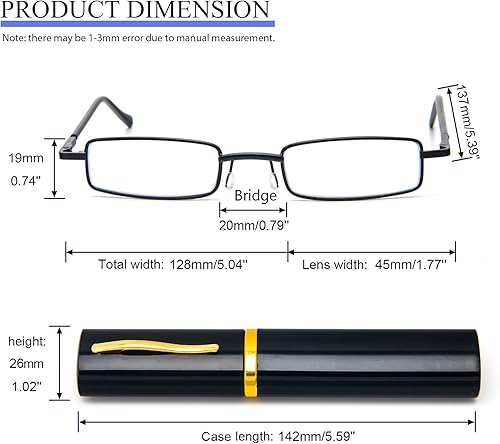 Miniatura 3 de REAVEE Paquete de 3 lentes de lectura delgados con lápiz pequeño, tubo pequeño, para lectores elegantes, mujeres y hombres, con bisagras de resorte
