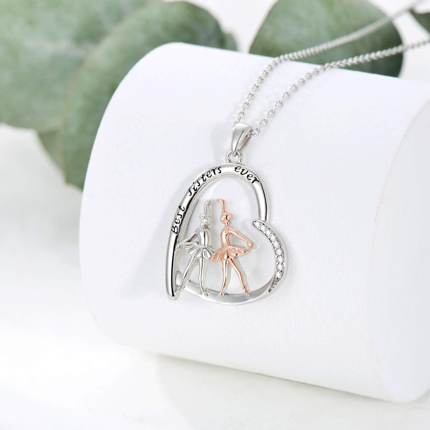 HARMONY BOLA Ballerina Necklace 925 Sterling Silver Heart Necklace Ballerina Dancer Ballet Dance Pendant Necklace Sister Jewellery Gifts for Women Teenage - Image 3