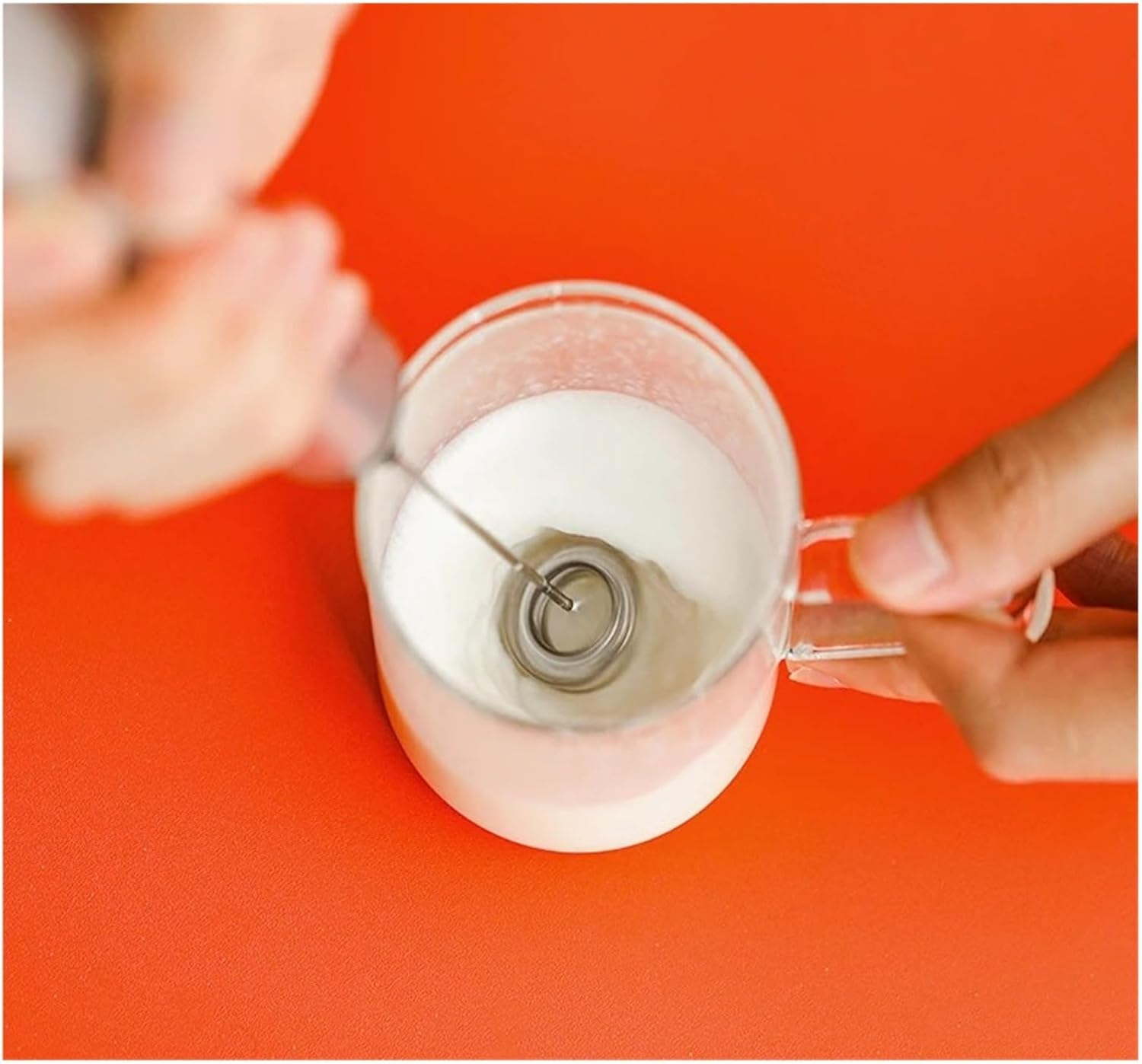 Milk Foam Machine Mini Frother with Stainless Steel Eggbeater Head Portable Camping Kitchen Tools(Silber)