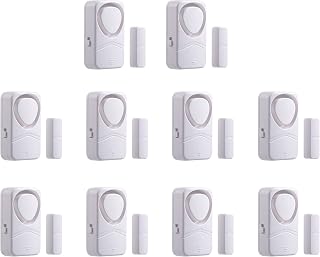 Mengshen Window Door Alarm 10 Pack, Magnetic Sensor Home Security System Wireless Anti-Theft Clocks with 4 Working Modes DIY Installation Battery Included