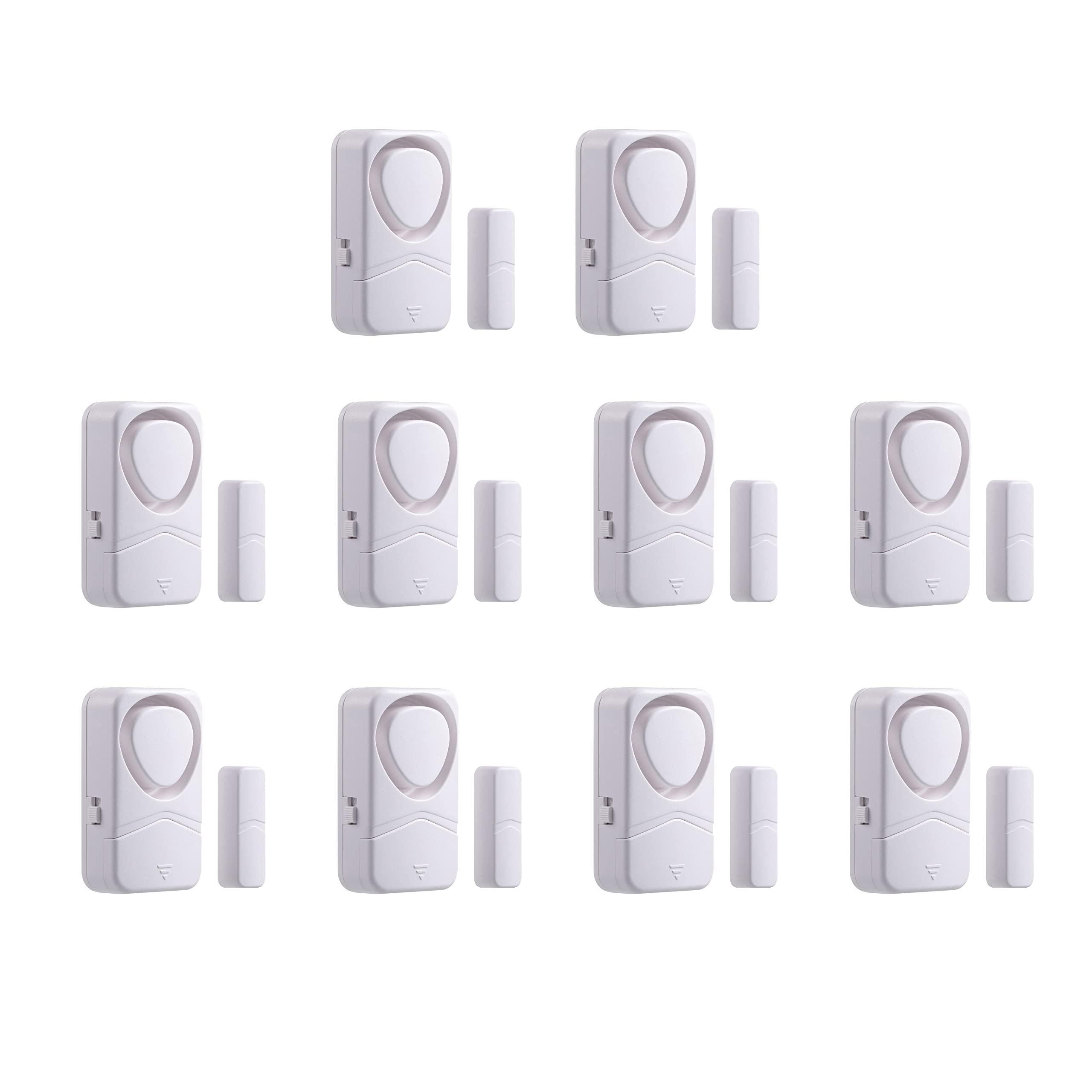Mengshen Paquete De 10 Alarmas para Puertas Y Ventanas, Sensor Magnético, Sistema De Seguridad para El Hogar, Timbre Antirrobo Inalámbrico con 4 Modos De Funcionamiento, Batería Incluida