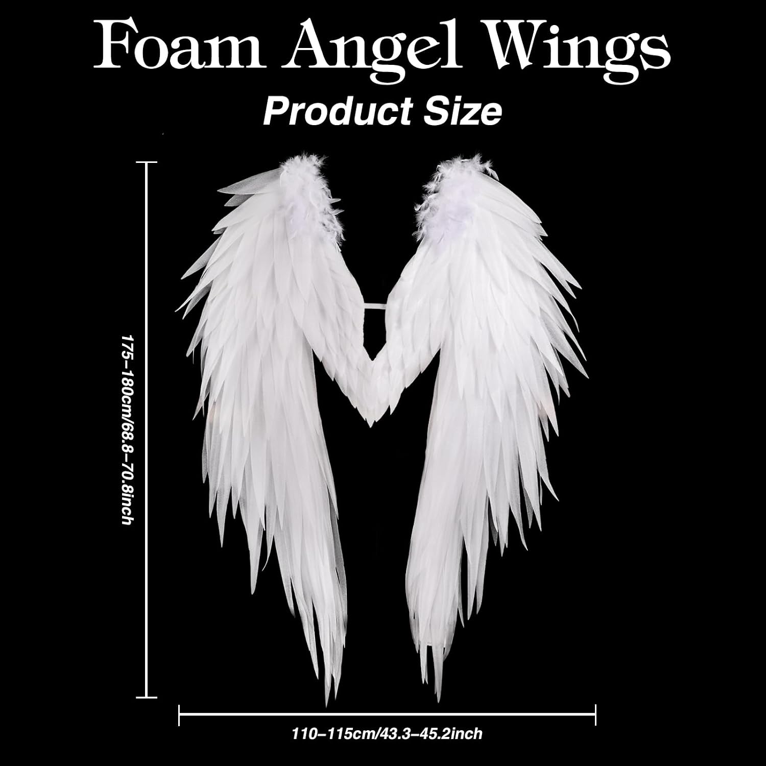 whitefeather Big Angel Wings Costume Accessory,6' Large Lightweight Fairy Wings for Adults, Halloween, Photography Prop