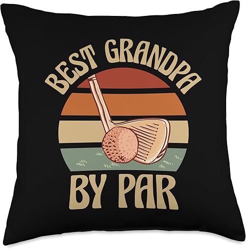 Funny Father's Day Grandad Golfing Throw Pillow, 18x18, Multicolor