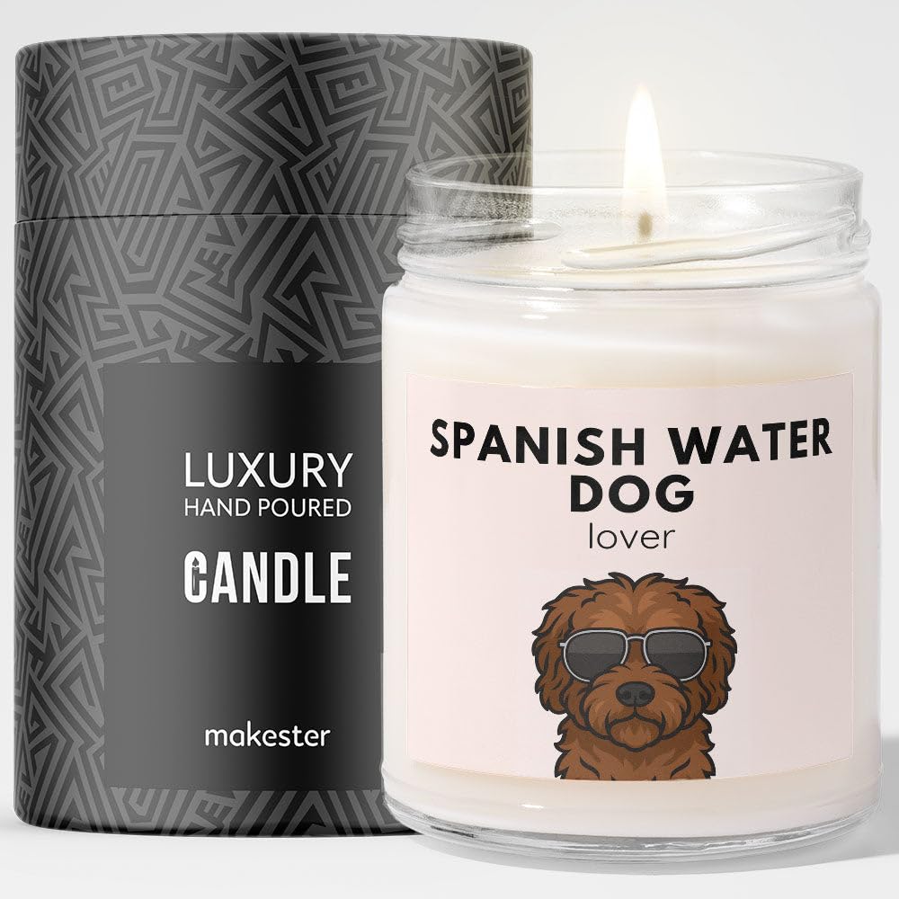 Spanish Water Dog Gift - Luxury Soy Wax Candle - Vanilla, Jasmine, Sugared Almond - Makester โ image 1