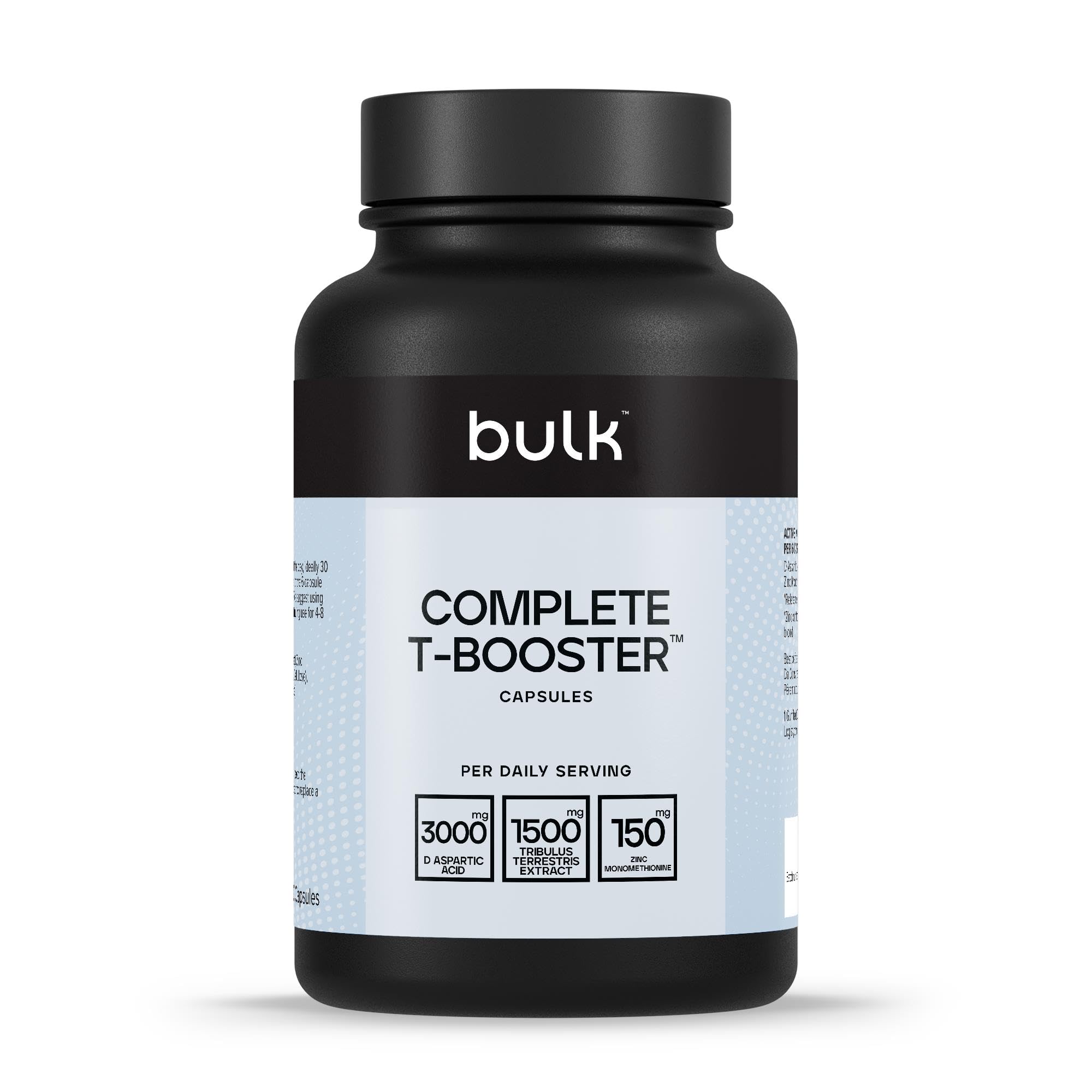 Complete T-Booster Capsules, Testosterone Supplement, D-Aspartic Acid, Tribulus Terrestris, Zinc, Pack of 180, 30 Servings, Packaging May Vary