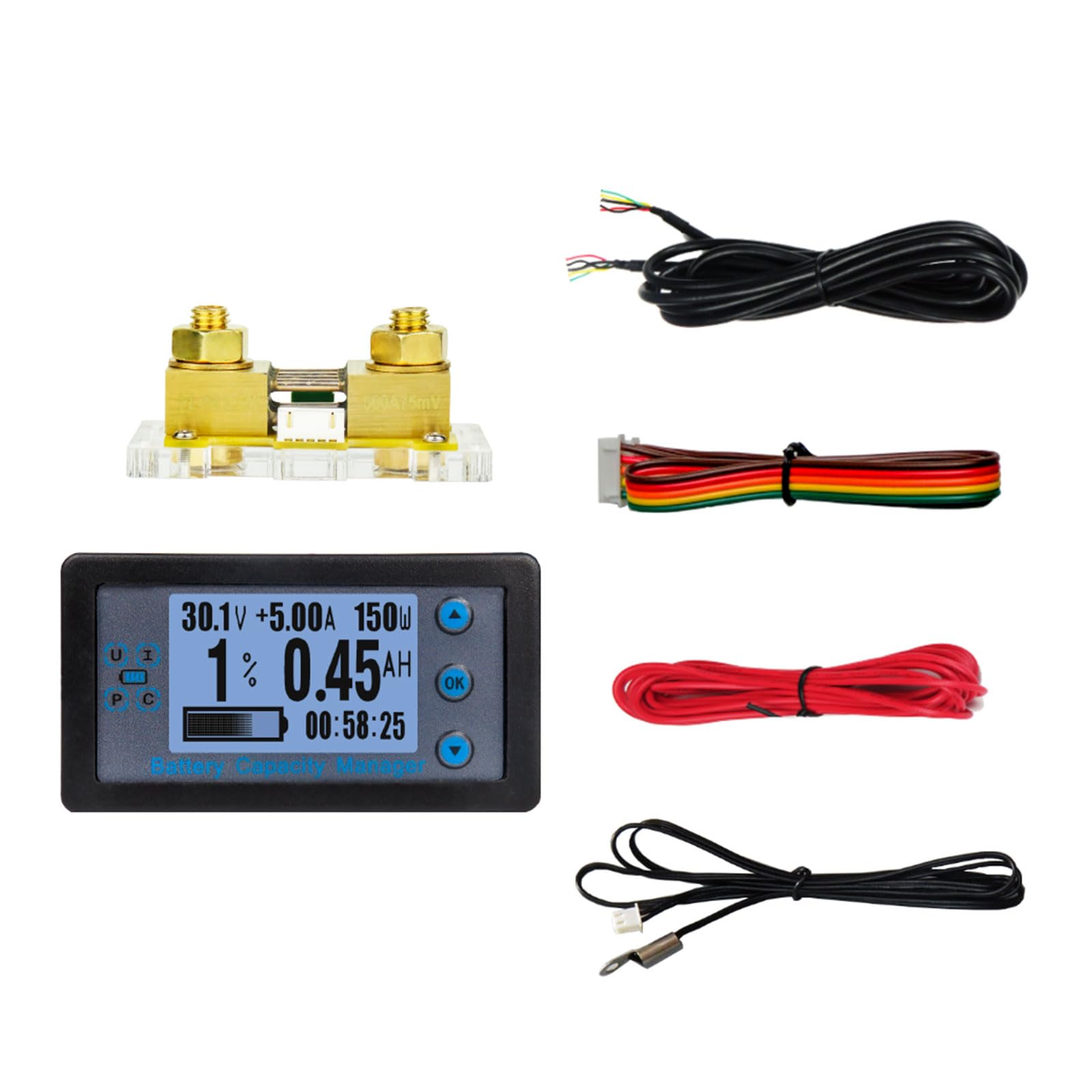 Coulomb - Tester per batteria da 8-120 V, misuratore di corrente compatibile con Bluetooth, misuratore di capacità della batteria, con attrezzatura professionale per elettricisti