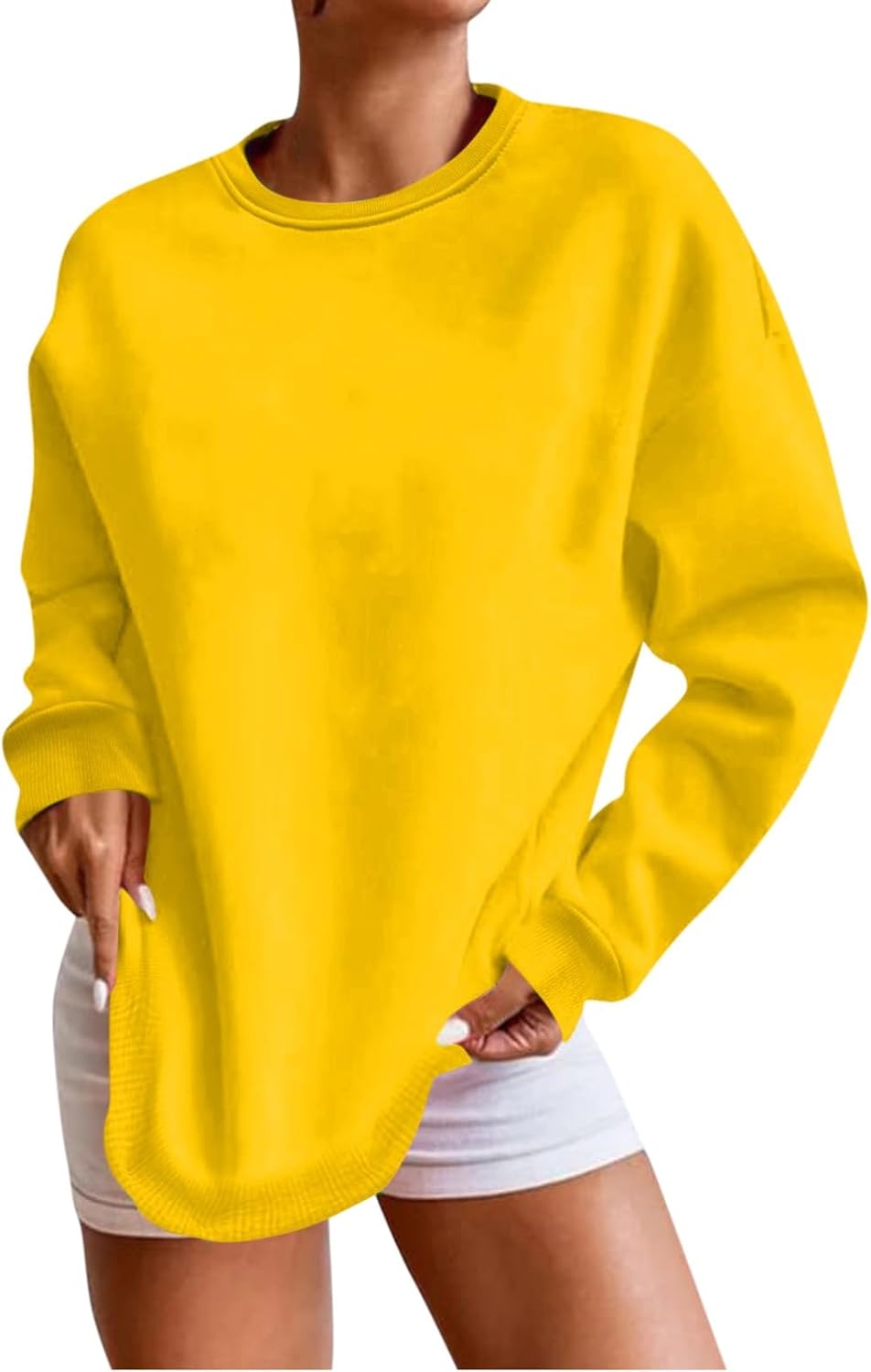 Women's Sweatshirt, Casual Solid Color Crewneck Sweatshirts Long Sleeve Oversized Tops Spring Outfits Clothes 2026, S-2XL
