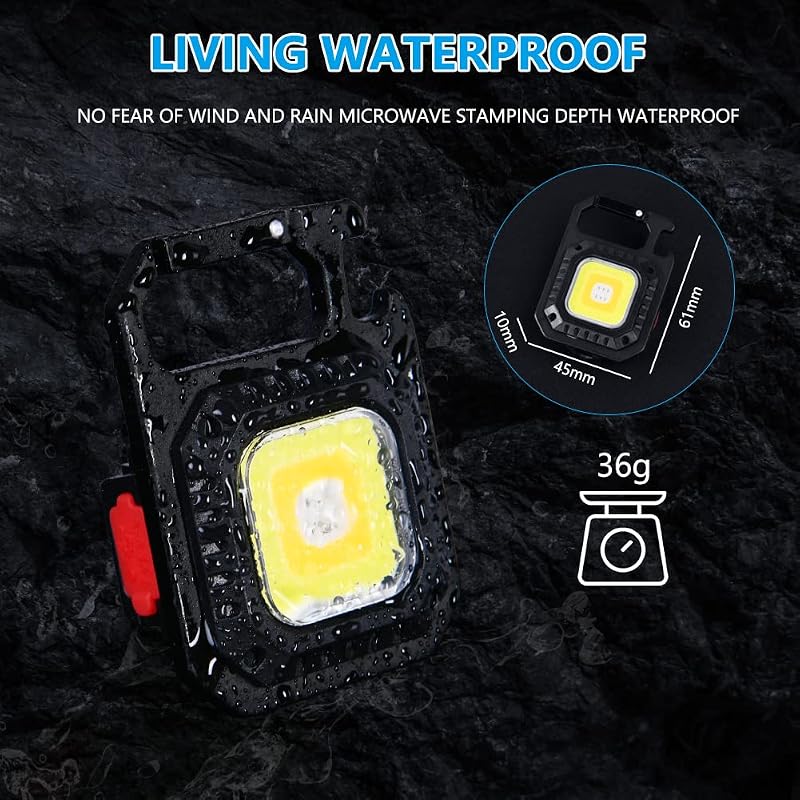 URAQT Mini LED Munkalámpa 800 Lumen 7 Üzemmóddal - Tölthető Kulcstartós Zseblámpa Mágneses Talppal és Sörnyitóval Kempinghez, Autóhoz