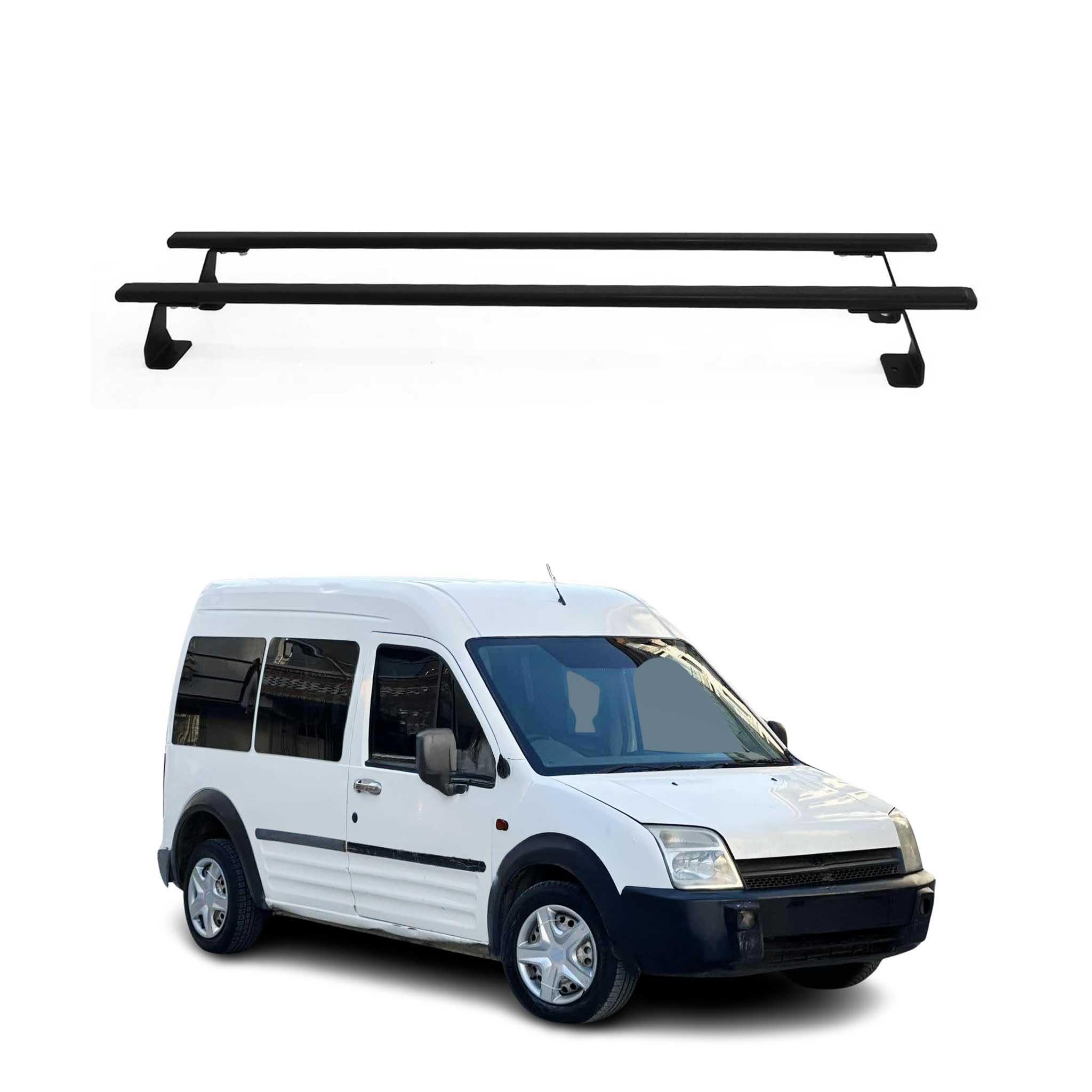 OMAC Heavy Duty Barras de Techo Transversales Compatibles con Ford Transit Connect I 2003-2013 – 2 Stangen – Acero Negro