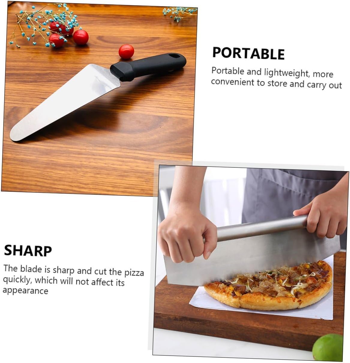 2pcs Stainless Steel Pizza Cutter and Triangular Spatula Set with Pp Sheath, Multifunctional Kitchen Gadget for Pizza Making and Serving, Portable Baking Supplies for Home Use