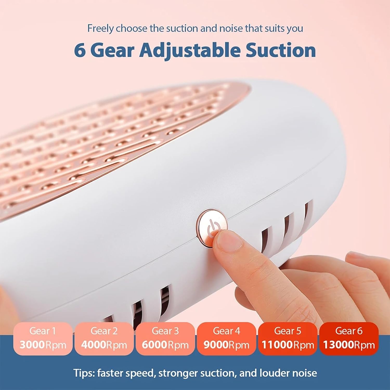 130W Nail Dust Collector for Nail Tech & Acrylic Nail Polishing - Ultra-Quiet 12000RPM Turbo Brushless Motor, Reusable Filter & Magnetic Detachable Design for Salon, Home DIY,Gold