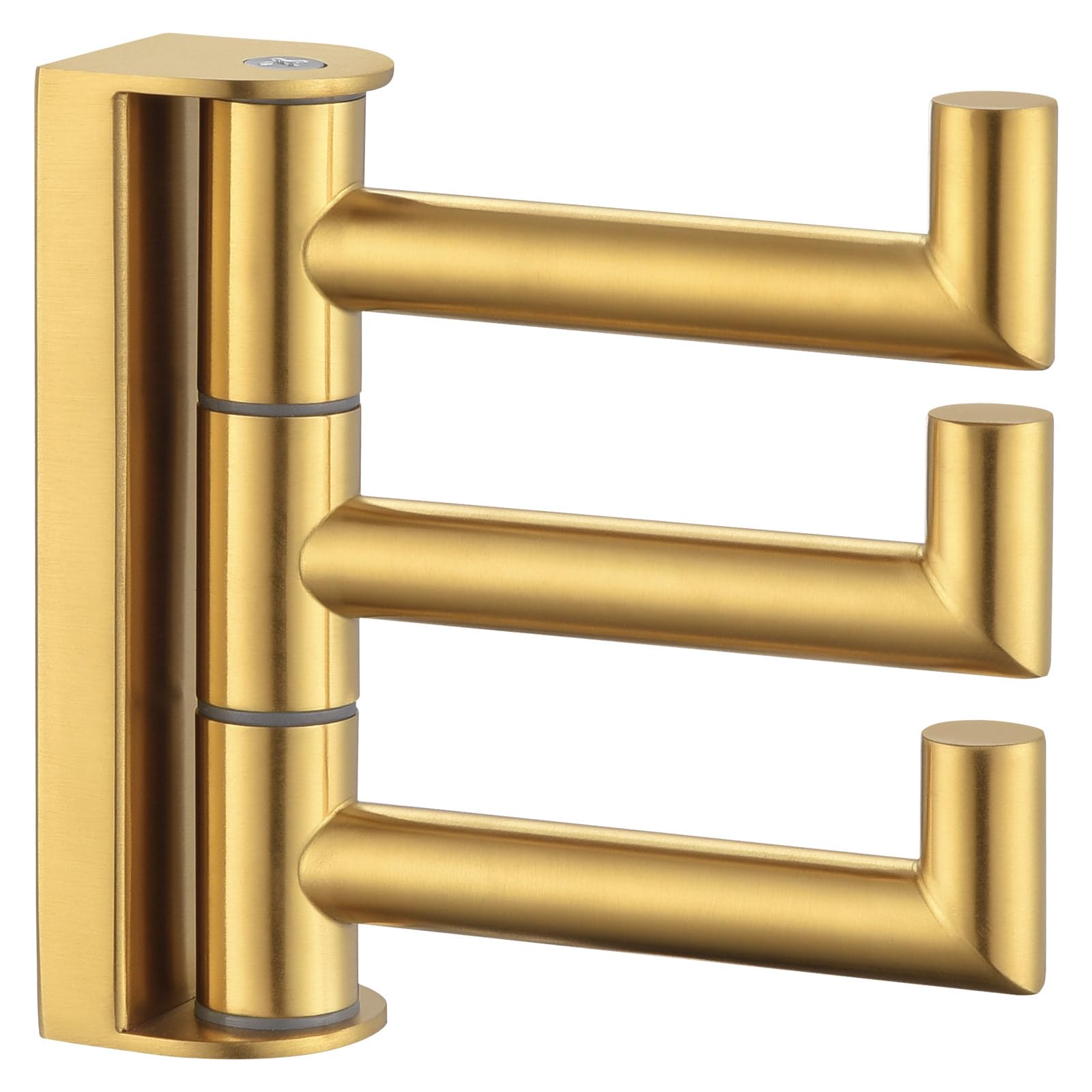 Angle Simple 3 Arms Towel Hook Brushed Dark Gold, 304 Stainless Steel Swivel Triple Towel Holder, Folding Bathroom Hook, Wall Mount