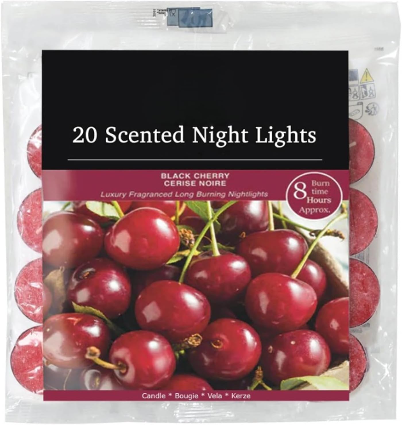 Fresh Scented Tealight Candles – Refreshing & Soothing Fragrances | Up to 8-Hour Burn Time | Premium Quality Decorative Tealights for Home Decor (Black Cherry - Packs of 20)