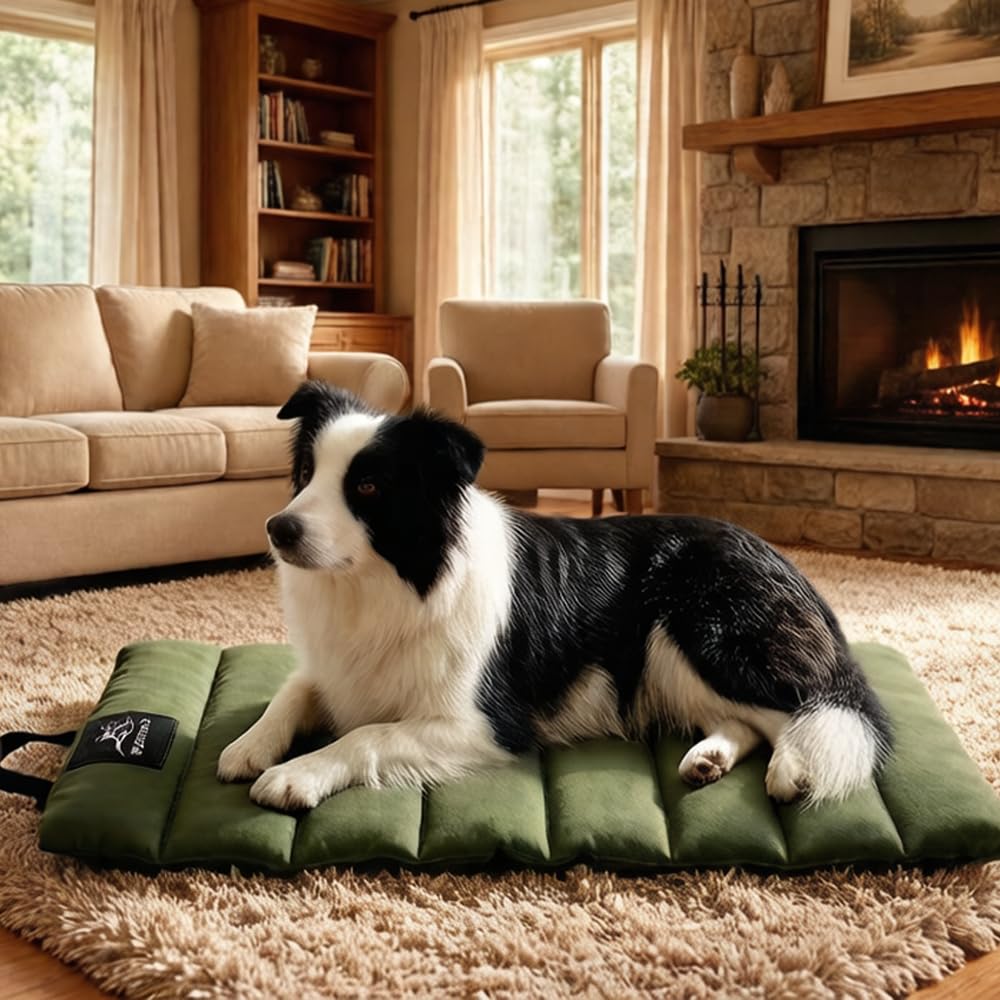 Hundedecke 110 x 68cm Waschbares, Hundematte Komfort und Weiches Wasserdichtes Hundebett, Hundekissen für Reise Camping Outdoor (Grün)