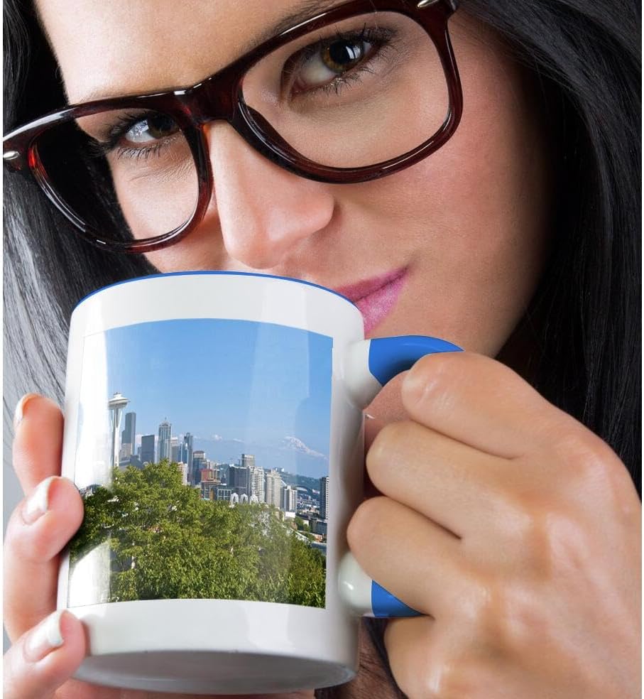 Miniatura 2 de 3dRose Taza Seattle, 11 onzas, azulblanco