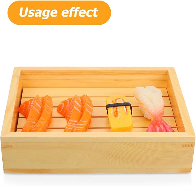 Bandeja para Sushi rectangular de madera 23x18.5 cm miniatura 9