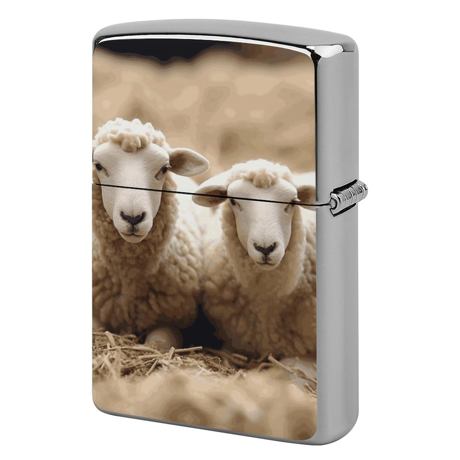 Lamb and Sheep Lighter Case Vintage Metal Lighter Cover Reusable Lighter Protective Sleeve Unique Design Personalized Lighter Sleeve Holder Against Dust and Scratches