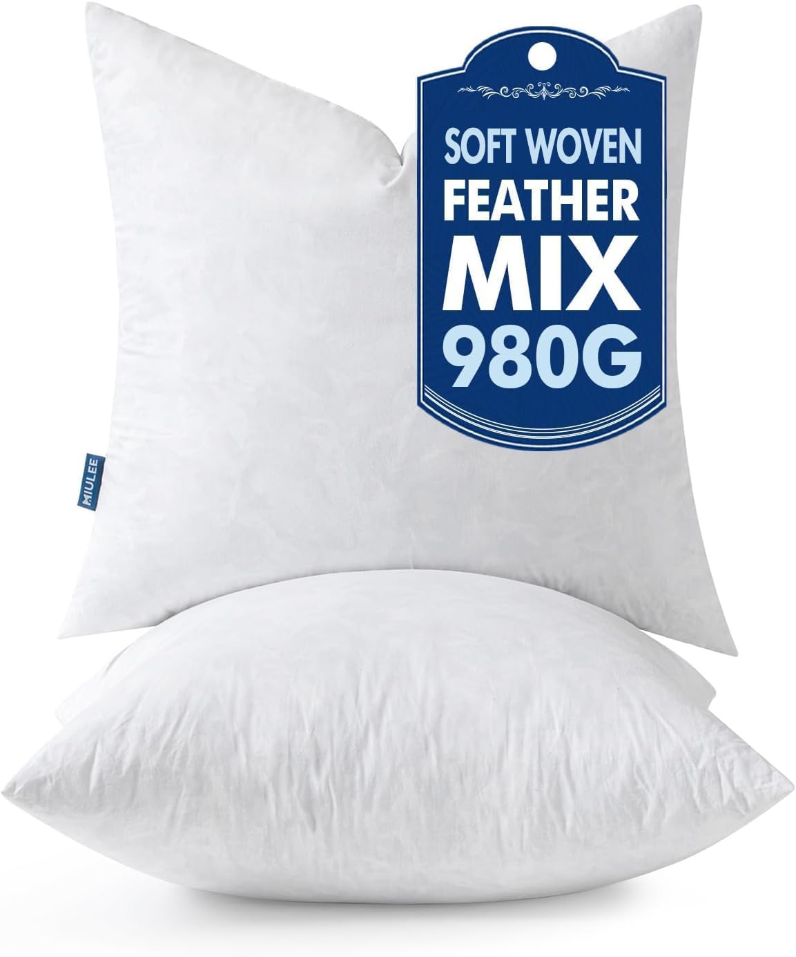 MIULEE 22x22 Pillow Inserts 2 Pack,Feather Mix Polyester Blend Pillows