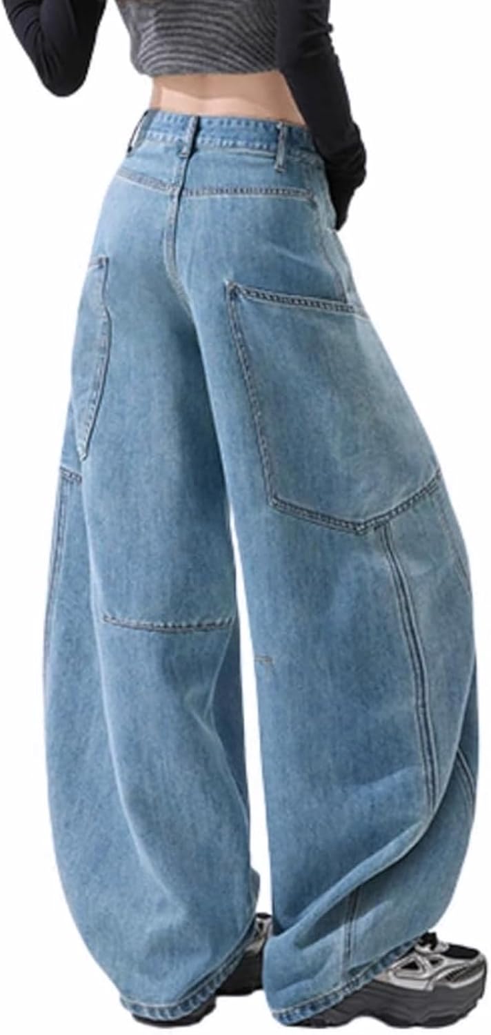 Baggy Jeans for Woman Men High Waisted Barrel Leg Jeans Casual Loose Denim Pants Streetwear Clothes