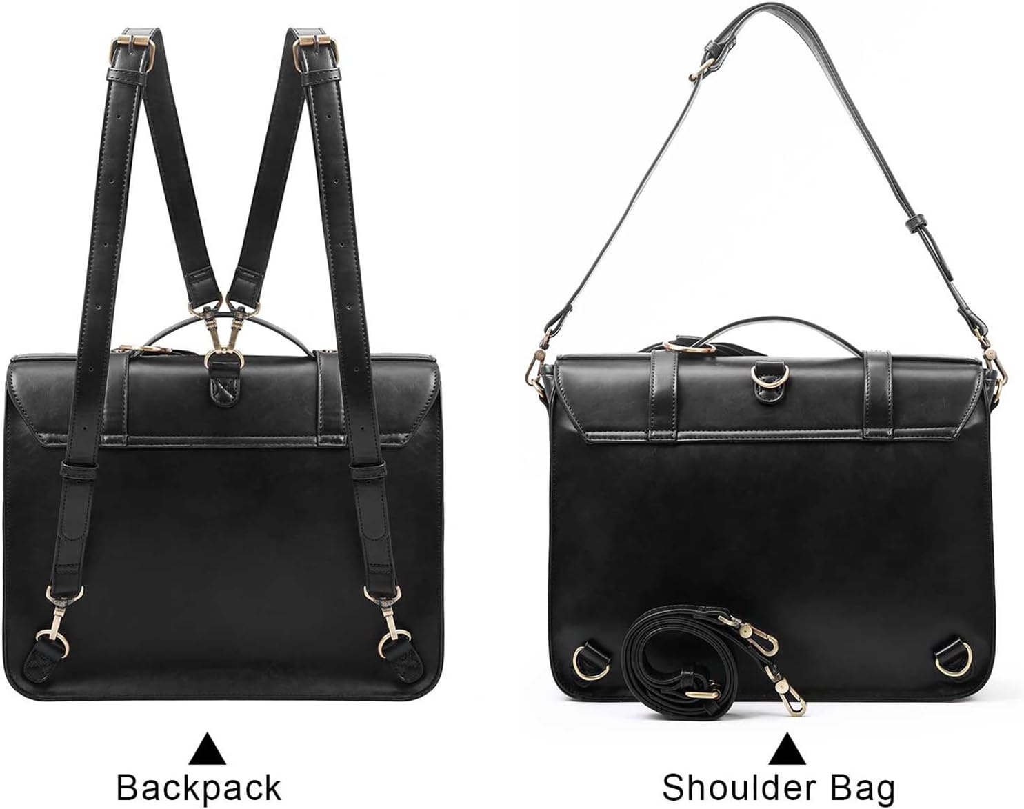 ECOSUSI Briefcase for Women Messenger Backpack PU Leather 14 inch Laptop Bag Satchel Computer Bag for College Business Travel | PU Leather, Laptop Bag, Satchel, Computer Bag, for College, Business - Image 5