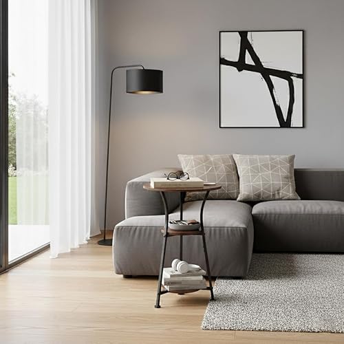 Miniatura 6 de Dulcii Mesa auxiliar redonda pequeña para espacios estrechos y pequeños, sofá redondo de 3 niveles junto a la mesa, mesa auxiliar moderna para sofá