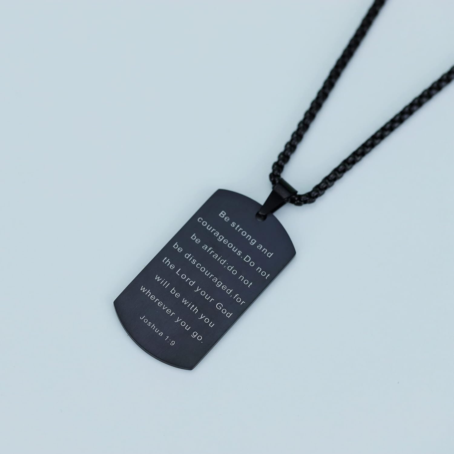 Rnivida Men's Bible Verse Cross Tag Pendant Necklace, Stainless Steel Christian Inspirational Necklace Jewelry for Men - Image 3