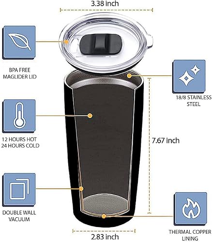 Miniatura 3 de P W P Vaso de 20 onzas para café y bebida, café con diseño de mentes y repetición de vino, vaso de acero inoxidable, taza de café de viaje, vaso