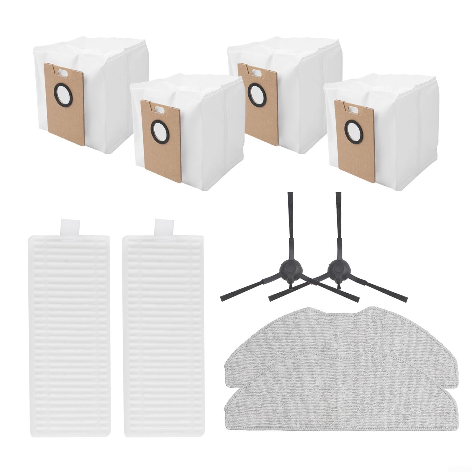 Fit For Tapo RV30 Max / RV30 Max Plus / RV20 Max / RV20 Max Plus Plus Robot Vacuum Cleaner, 10Pcs Side Brush Filter Mop Cloth Dust Bags Kit, Vacuum Parts & Accessories
