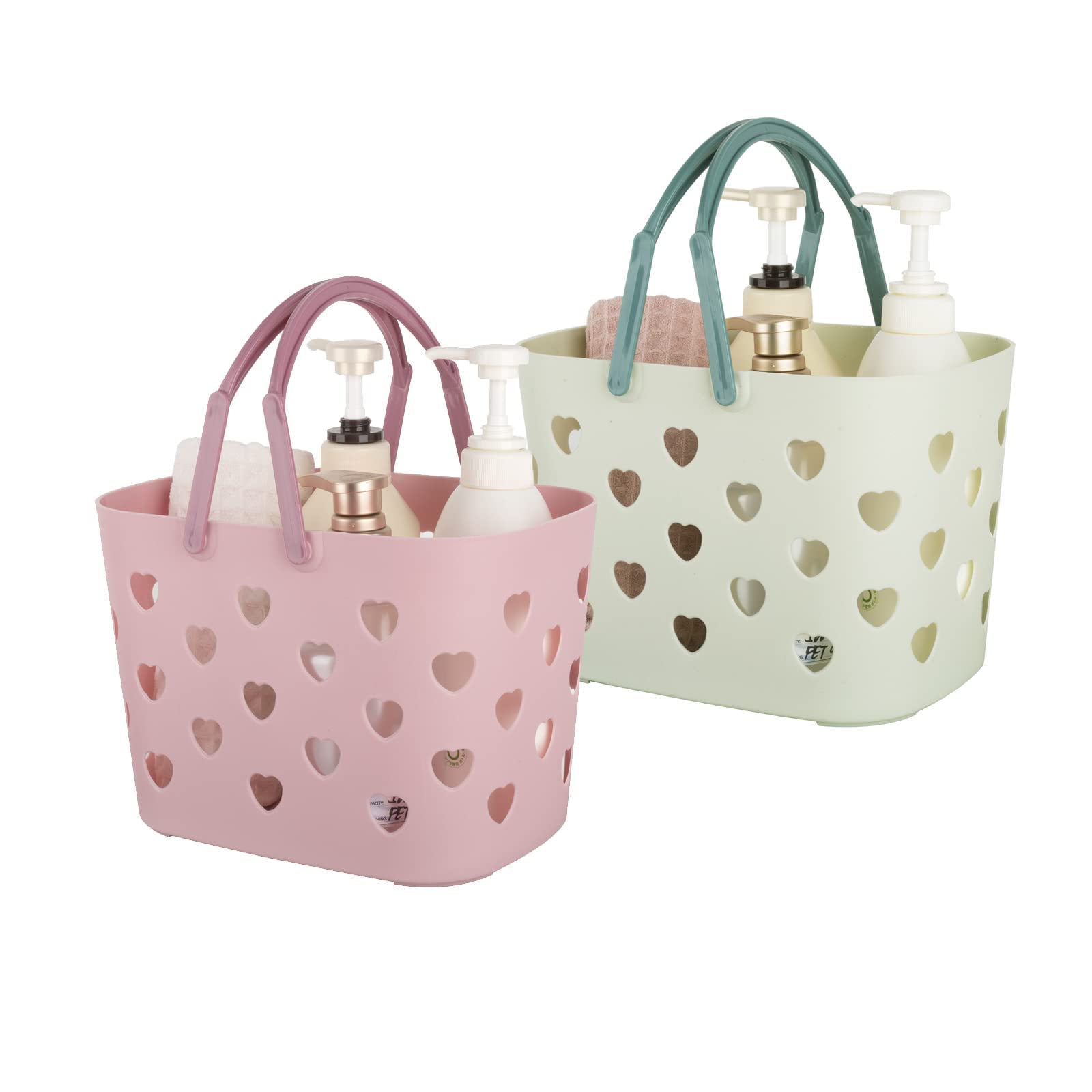 Anyoifax 2 Pack Portable Shower Caddy Tote Plastic Storage Basket with Handle Box Organizer Bin for Bathroom Pantry