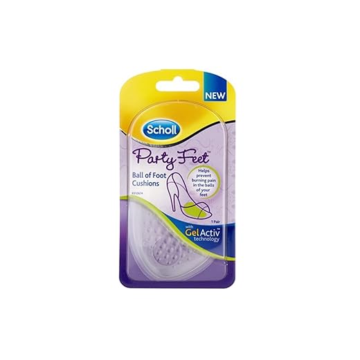 Scholl Party Feet Ball of Foot Gel Cushions with GelActiv Technology, Non-Slip, Help Prevent Foot Pain - Suitable Most Shoes Including high Heels and Stilettos. Universal Size, 1 Pair of Cushions