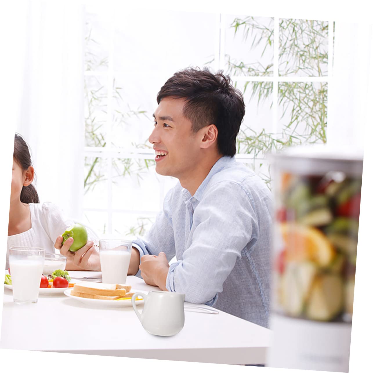Lot de 6 Pichet à Sauce, en Céramique Blanc, Poignée | Service de Table, Design Simple et Soigné, Usage Maison, Présent de Crémaillère