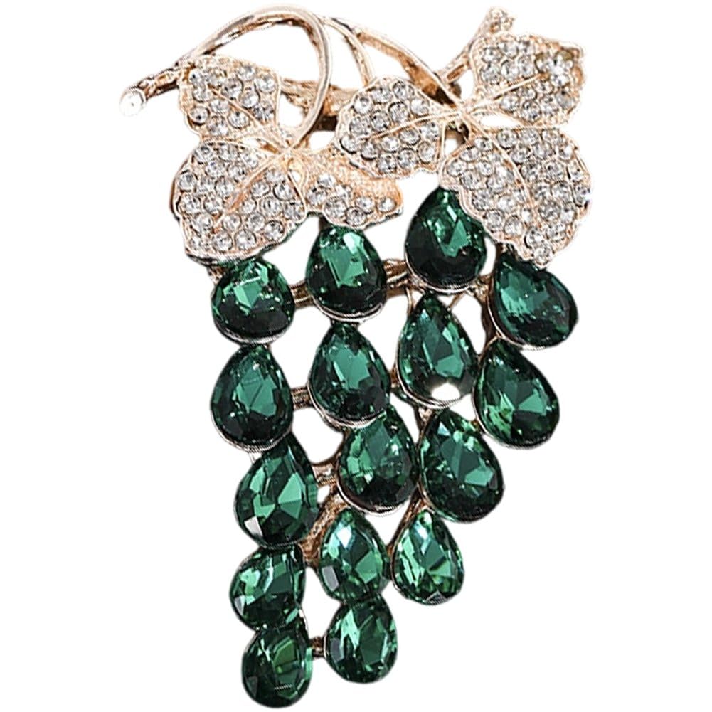 Casiler Crystal Rhinestone Grape Brooch Pin, Cute Fruit Pin for Wedding Dress Backpack Shawl Scarf Daily Accessory