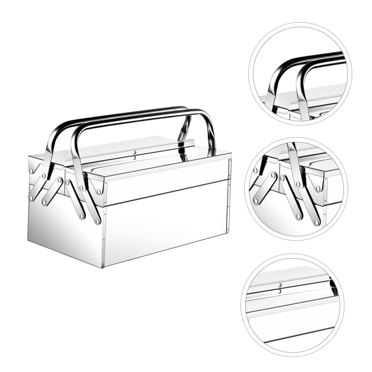 Cassetta Portautensili in Acciaio, Inox Cassetta Degli Attrezzi, Cassetta Portautensili in Alluminio Con Maniglia, 35,50x20,00x15,00cm