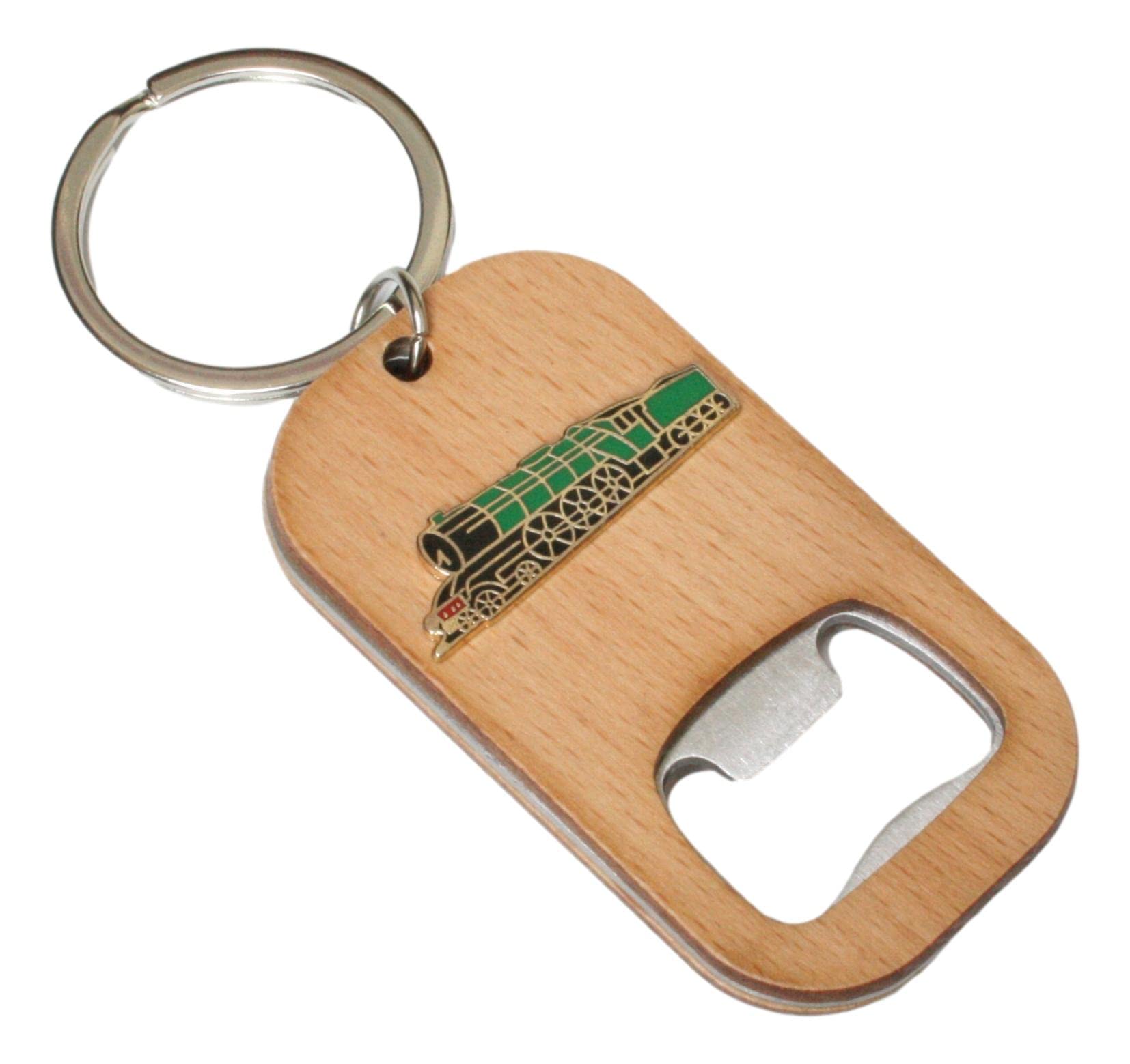 Flying Scotsman Enamel Keyring Bottle Opener Wooden Stainless Steel Key Chain Gift 135