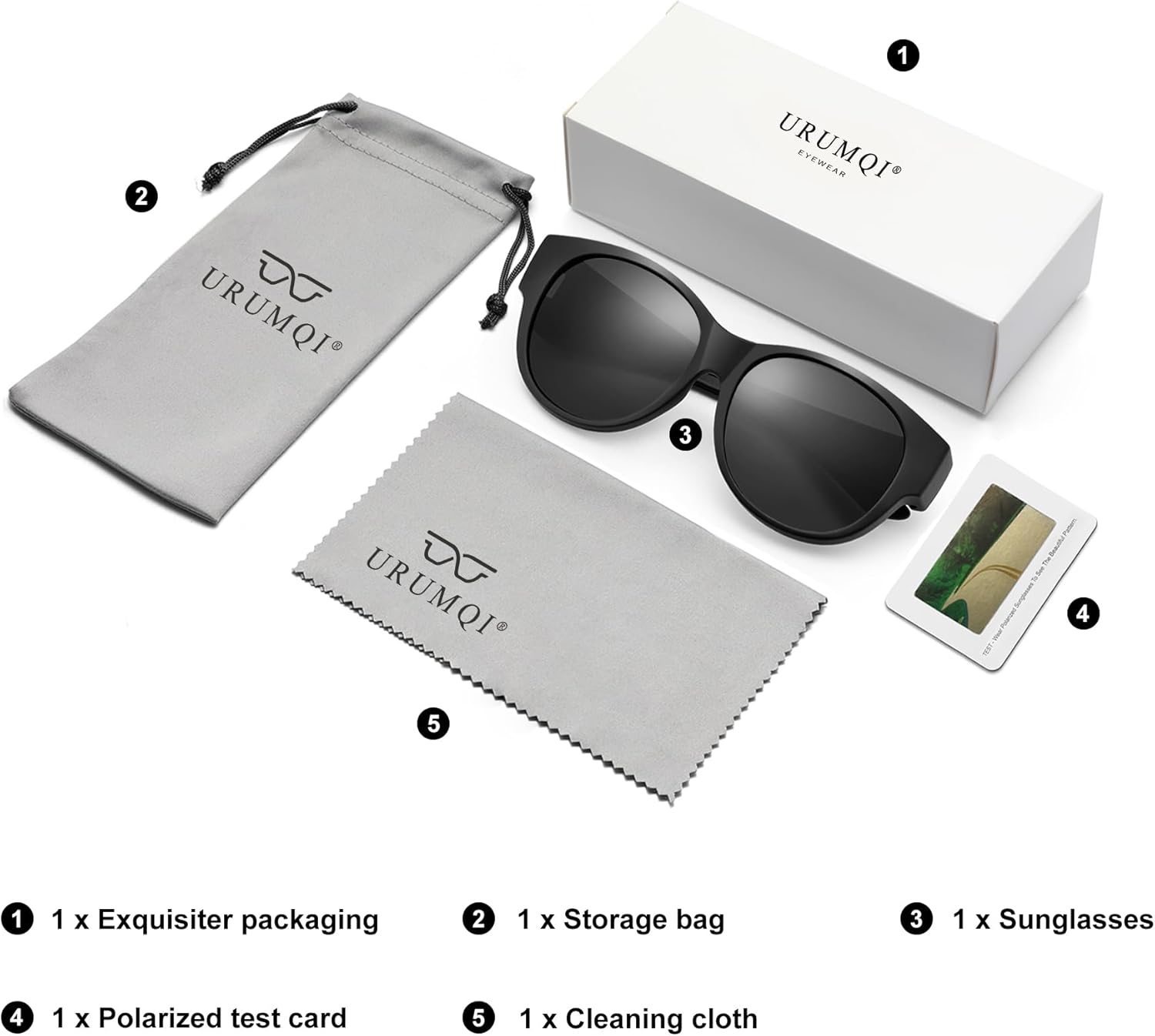 URUMQI Sunglasses Over Glasses Women, Polarized UV400 Protection Fit Over Glasses Sunglasses for Women Round Cat Eye - Image 9