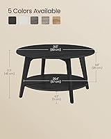 Vista 3 de VASAGLE Colección MAEZO - Mesa de café redonda, mesa de centro de 2 niveles con almacenamiento, patas cónicas, transiciones curvas, 31.5 pulgadas